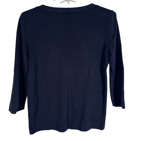 Talbots Women's M Navy Boat Neck 3/4 Sleeve Sweater - Picture 2 of 4